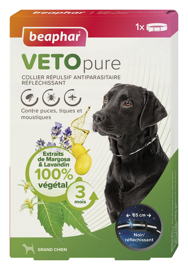 collier répulsif antiparasitaire réfléchissant pour grand chien 