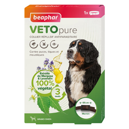 collier répulsif antiparasitaire pour chien Marron