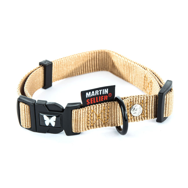 Collier Chien Nylon Reglable Beige