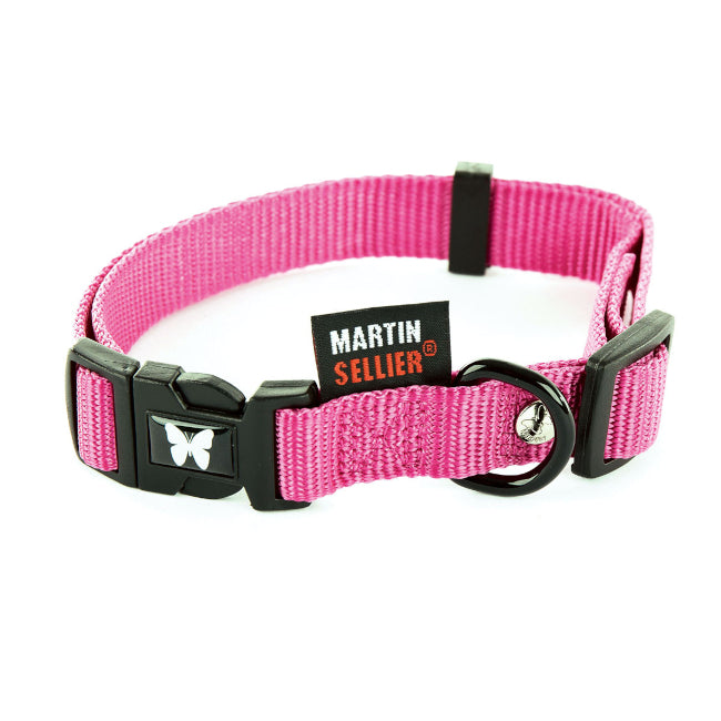 Collier Chien Nylon Reglable Rose