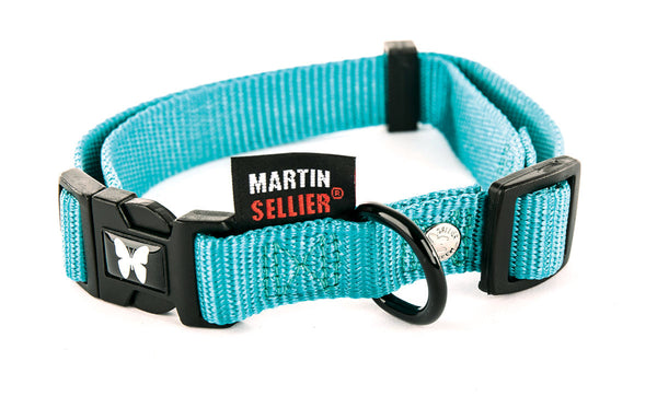 Collier réglable en nylon turquoise pour chien