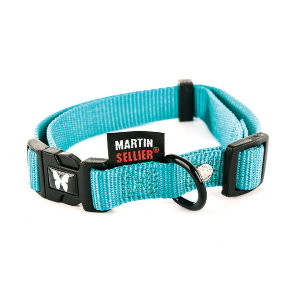 Collier Chien Nylon Reglable Turquoise