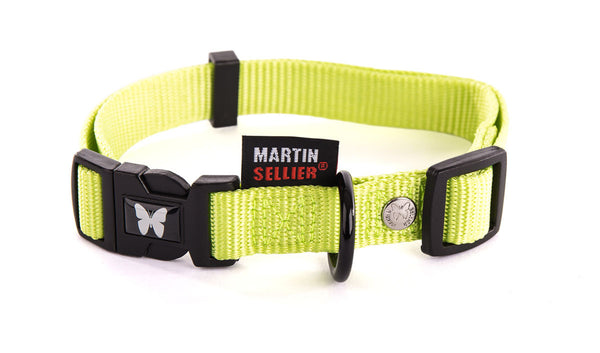 Collier réglable en nylon vert citron pour chien
