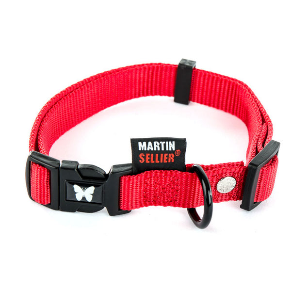 Collier Chien Nylon Reglable Rouge martin sellier