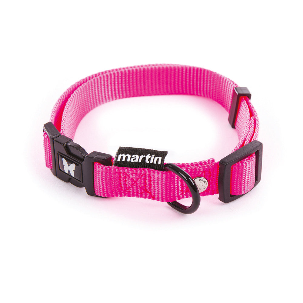 Collier Chien Nylon Reglable Rose Fluo