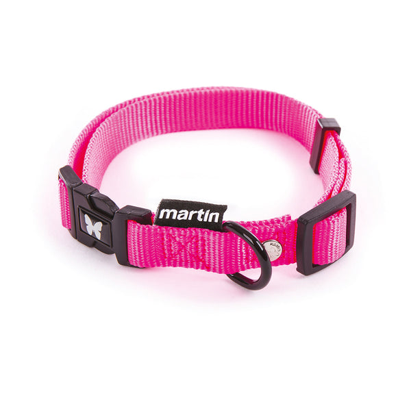 Collier Chien Nylon Reglable Rose Fluo