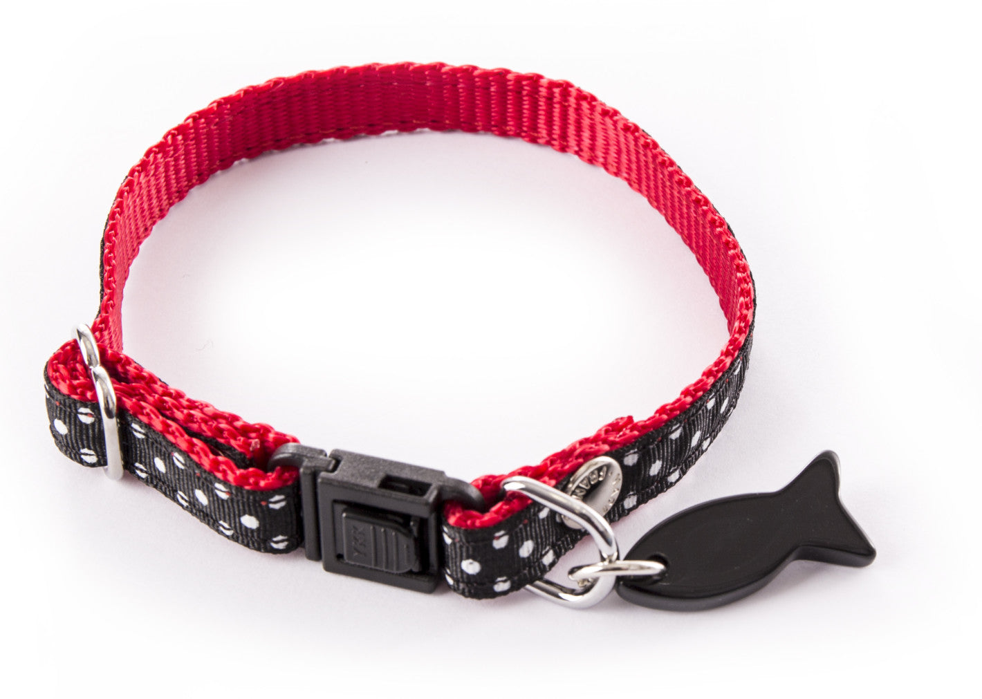 Collier chat pois noir 