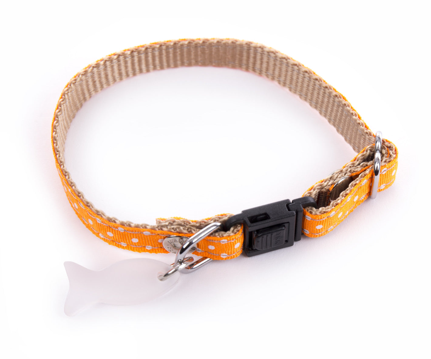 Collier chat pois orange
