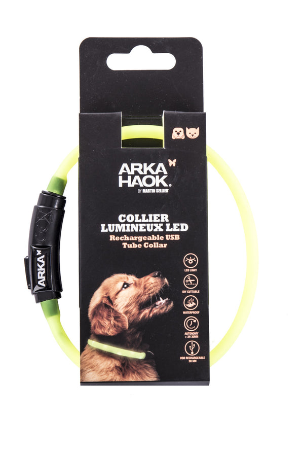 Collier Tube Led Jaune Martin Sellier pour petit chien