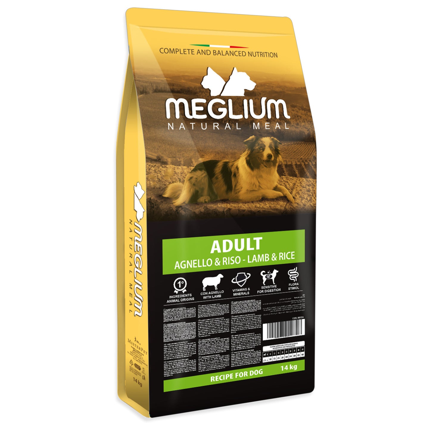 Croquettes pour chien Meglium Adult Agneau et riz 14kg