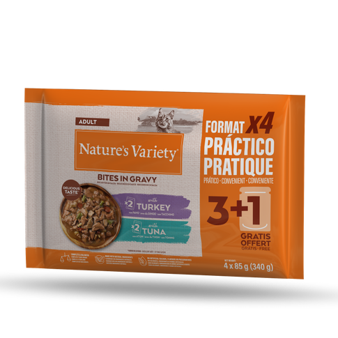 Bouchées en Sauce Dinde Et Thon 4x85g dont 1 offert Nature's Variety
