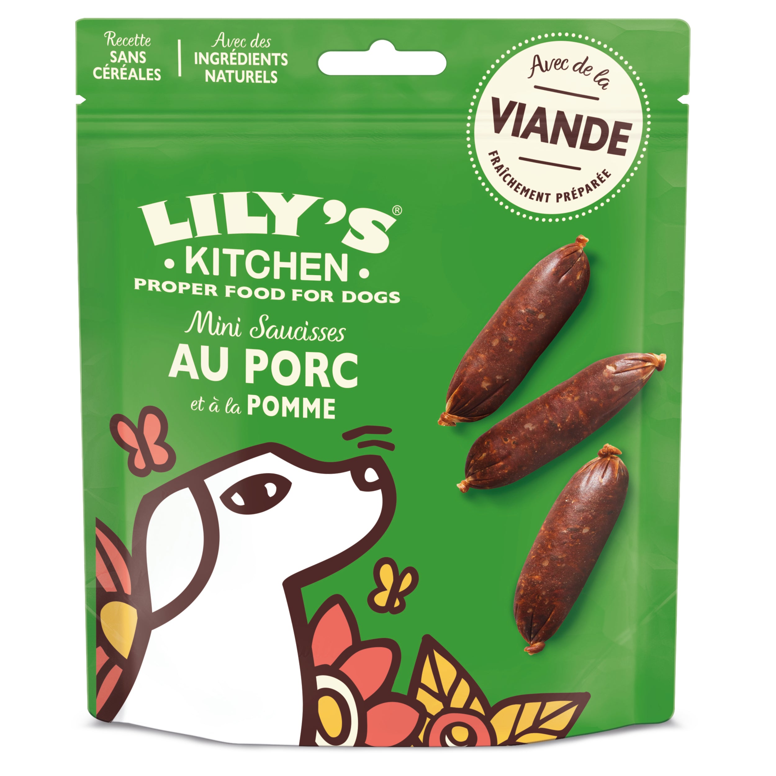 Mini saucisses pour chien porc et pommes Lily's Kitchen