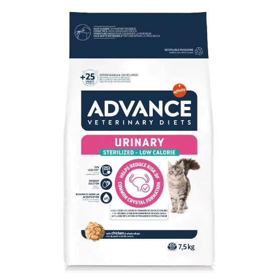 Croquettes Urinary Low Calories Chat Advance Veterinary Diets