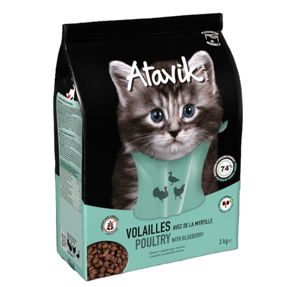 Croquettes sans céréales à la Volaille Atavik pour Chaton