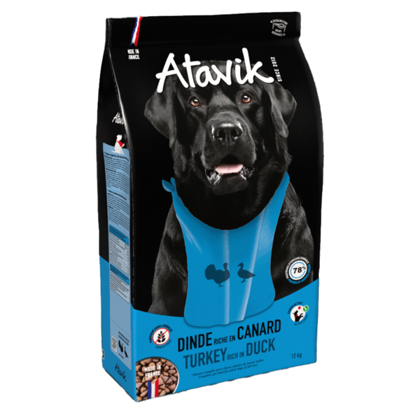 Croquettes Sans Céréales Dinde et Canard Atavik pour Chien