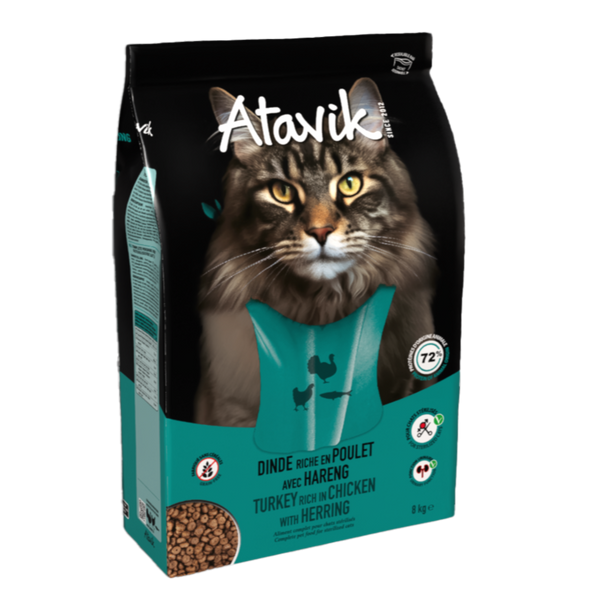 Croquettes sans céréale Dinde Poulet Hareng Atavik pour Chat
