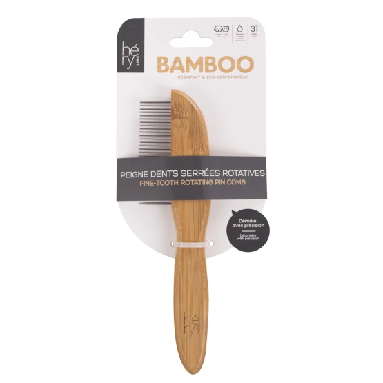Peigne bamboo dents serees rotatives Hery