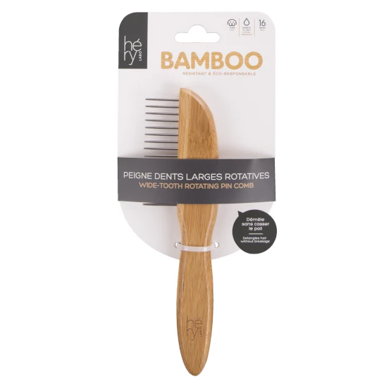 Peigne bamboo dents larges rotatives