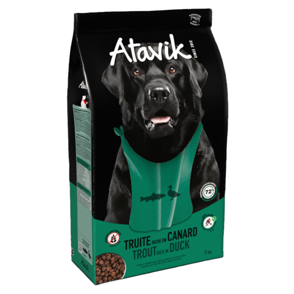 croquettes chien sans cereale truite canard atavik
