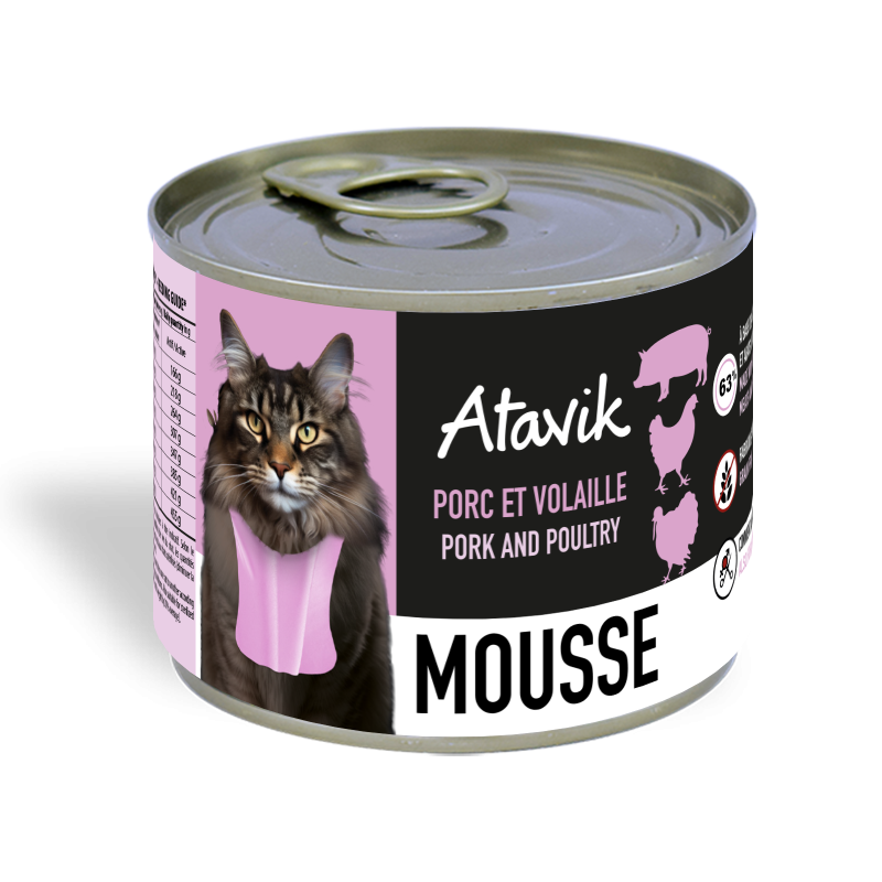 Mousse Porc et Volaille pour chat Atavik