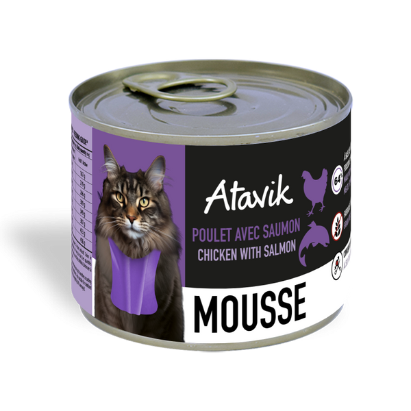 Mousse poulet et saumon Atavik pour chat 200g
