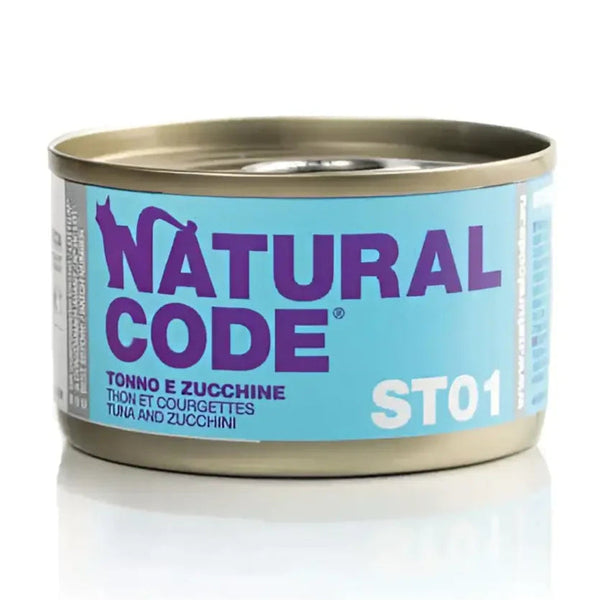 Boite Thon et Courgettes Natural Code ST01 pour Chat Stérilisé