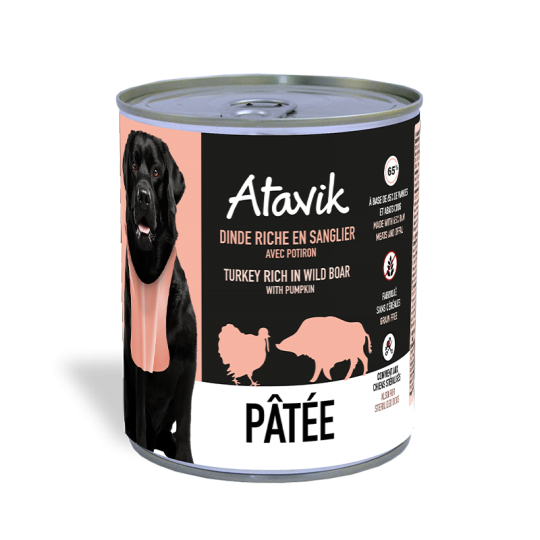 Pâtée Dinde Sanglier Atavik pour Chien 800g