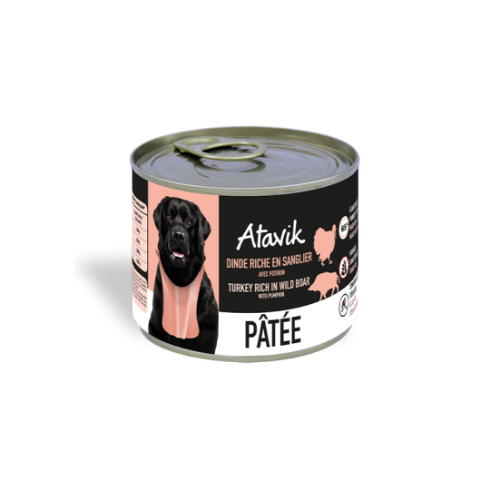 Pâtée Dinde Sanglier Atavik pour Chien 200g
