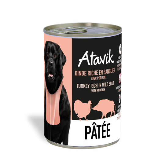 Pâtée Dinde Sanglier Atavik pour Chien 400g