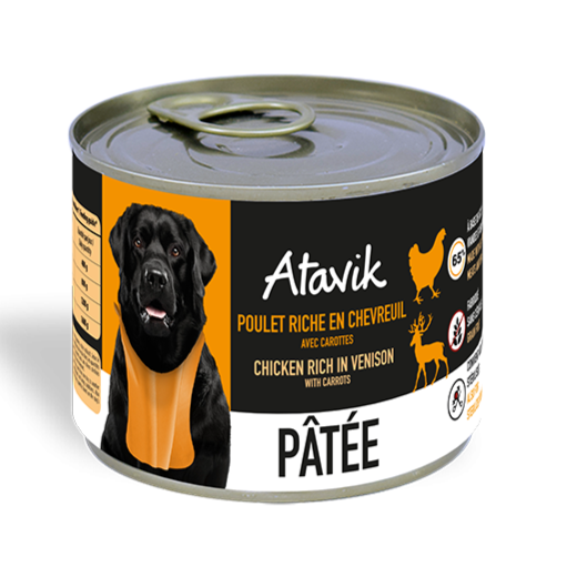 Pâtée Poulet Chevreuil pour Chien 200g Atavik