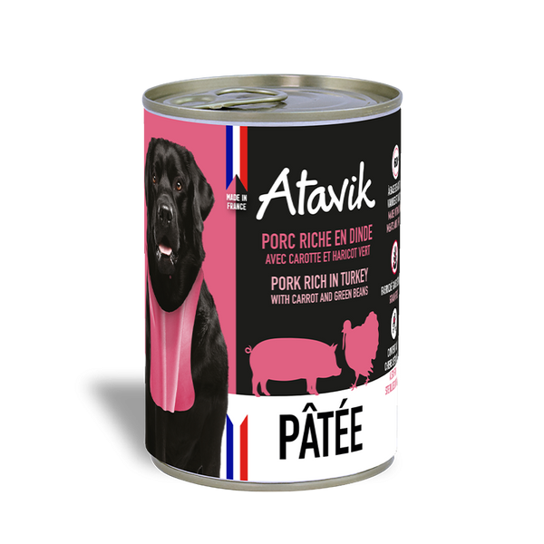Patée pour chien Porc et Dinde Atavik 400g