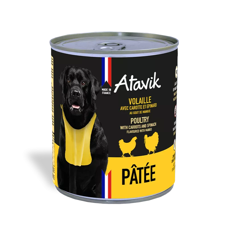 Pâtée à la Volaille pour chien 800g Atavik