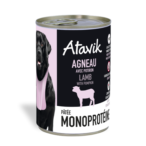 Pâtée Monoproteïnée Agneau 400g ATAVIK