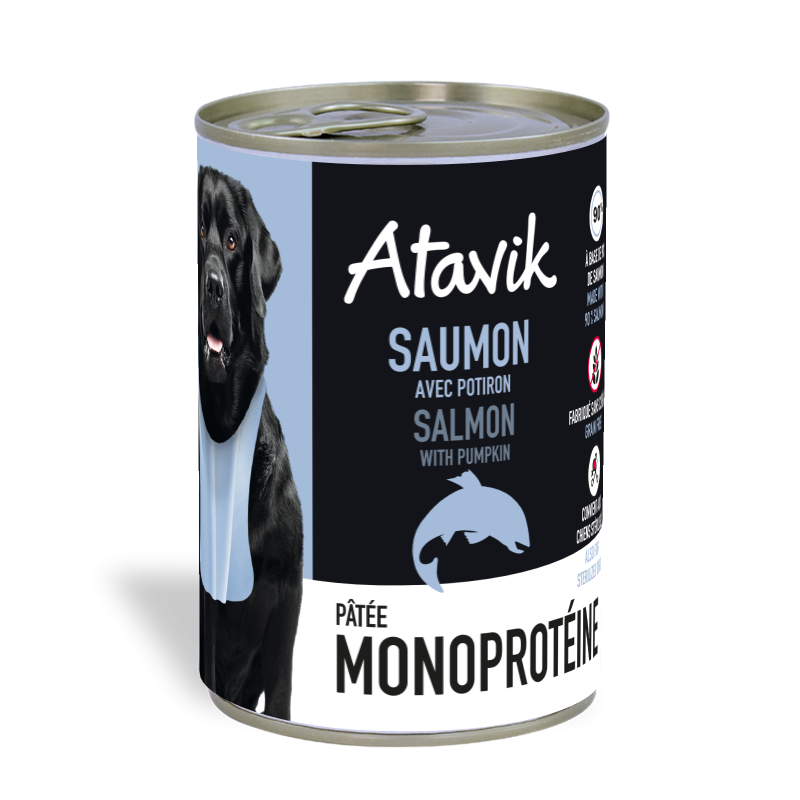 Pâtée Monoproteïnée Saumon 400g Atavik