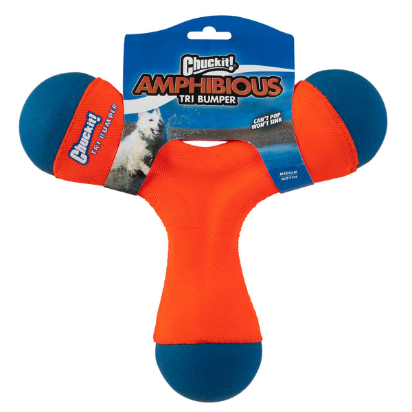 tri bumper amphibie chuckit sur blister pour chien