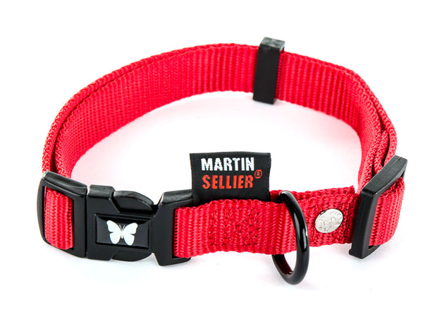 Collier réglable en nylon rouge pour chien