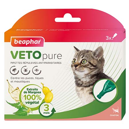 VETOpure Pipettes Répulsives Antiparasitaires Chaton x 3