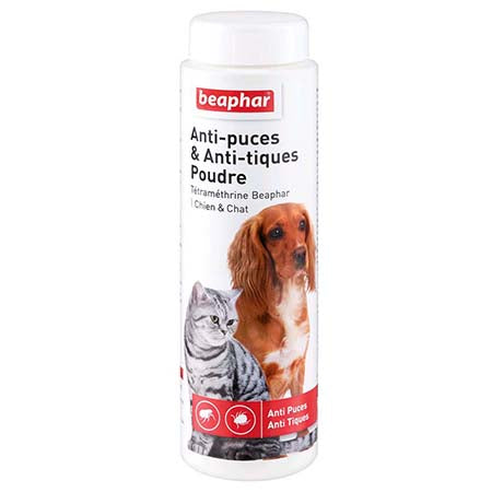 Poudre Anti-Puces & Anti-Tiques Tétraméthrine pour Chien et Chat