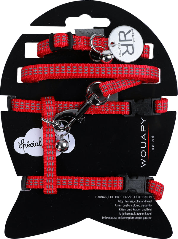 Harnais Avec Laisse Chat Protect Rouge