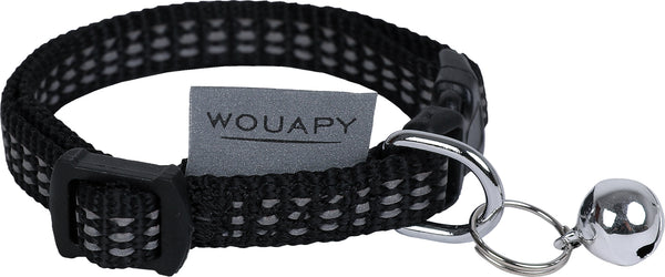 Collier nylon chat protect noir wouapy