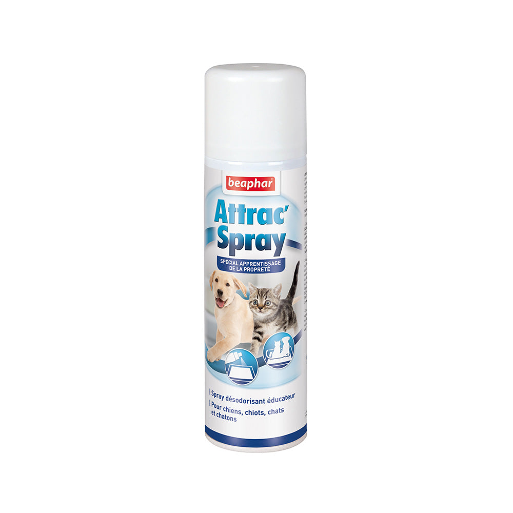 Spray désodorisant et éducateur pour la propreté  des chiens, chiots, chats et chatons