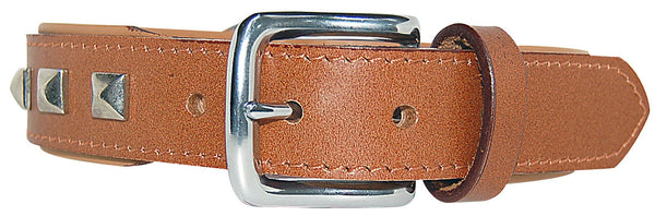 Collier cuir clous naturel