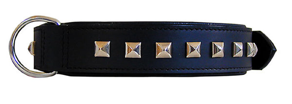 Collier cuir clous noir