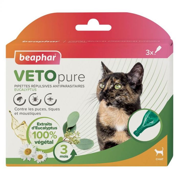 VETOpure Pipettes Répulsives Anti-Parasitaires Eucalyptus pour Chat x3