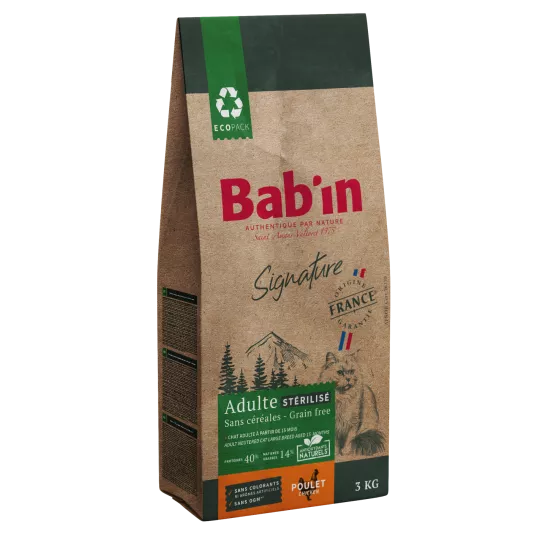 Croquettes Sans Céréales Poulet BABIN pour Chat