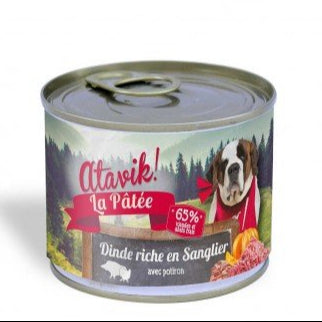 Pâtée Dinde et Sanglier pour Chien 200g Atavik